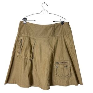 Y2K American Eagle Tan Corduroy Cargo Skirt Size 14‎ Utility 100% Cotton vintage